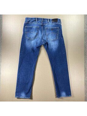 VTG Armani Jeans J45 Slim Fit Stretch Denim Distressed Dark Blue Y2K Men’s 36x30